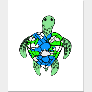 Turtle Planet Earth Heart Earth Day Mothers Day Posters and Art